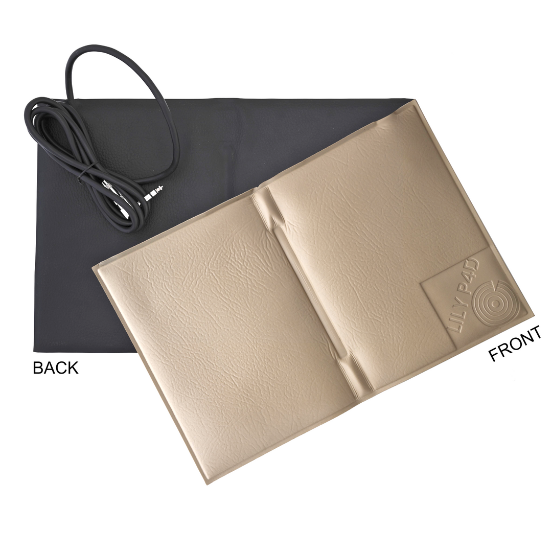 Travel Pad front in beige or tan vinyl and back in black vinyl